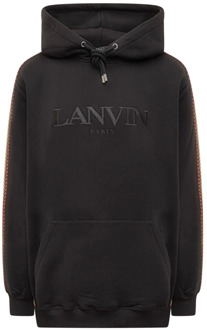 Lanvin Zwarte Logo Hoodie met Strepen Lanvin , Black , Heren - S,Xs