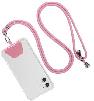 Lanyard Touw Telefoon Case Opknoping Touw Tie Strap Key Id-kaart Gym Mobiele Telefoon Bandjes Usb Badge Stand Lanyard Bescherming lanyard 02 roze
