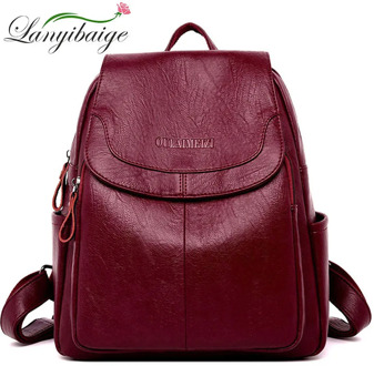 LANYIBAIGE Women Leather Backpacks Female Shoulder Bag Ladies Bagpack Vintage School Bags For Girls Travel Back Pack Sac A Dos