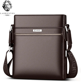 LAORENTOU Genuine Leather Shoulder Bags for Men Casual Business Purse Vintage Men's Bag Cow Leather Shoulder Bag Crossbody Bags