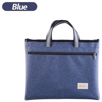 Laptop Aktetas Draagbare Canvas Tas Data Bestand Opbergtas Business Rits Multi-layer Bestand Zak Kantoorbenodigdheden blauw