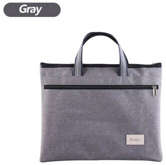 Laptop Aktetas Draagbare Canvas Tas Data Bestand Opbergtas Business Rits Multi-layer Bestand Zak Kantoorbenodigdheden grijs