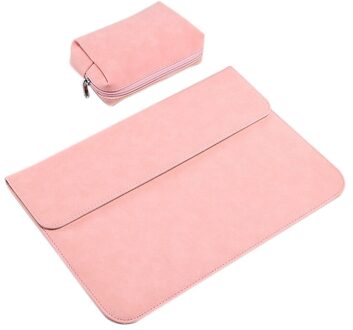 Laptop Beschermhoes, Ultra-Dunne Frosted Draagbare Laptop Beschermhoes Binnenzak Met Power Pack Voor Dell roze
