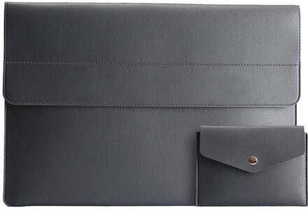 Laptop Case 13 Inch Licht Pvc Lederen Laptoptassen Waterdichte Messenger Draagtas Voor Vrouwen Lenovo Hp Acer grijs