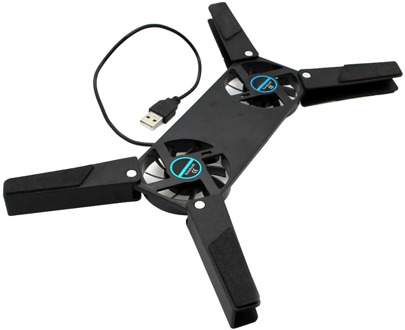 Laptop Desk Support Dual Cooling Fan Notebook Computer Stand Foldable USB Rack Holder Black