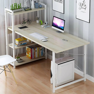 Laptop Desk with Shelves 57 Inch Corner Computer Desk with CPU Stand, Home Office Gaming Table Workstation Study Writing Desk
