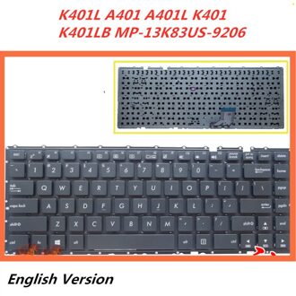Laptop Engels Toetsenbord Voor Asus K401L A401 A401L K401 K401LB MP-13K83US-9206 notebook Vervanging layout Toetsenbord