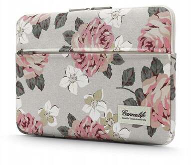 Laptop Sleeve - 13 / 14 inch - White Rose Wit, Groen, Roze