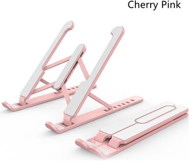 Laptop Stand Ondersteuning Base Notebook Stand Voor Macbook Pro Ipad Opvouwbare Laptop Houder Laptop Accessoires Stand Cooling Pad Riser kers- roze