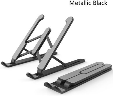 Laptop Stand Ondersteuning Base Notebook Stand Voor Macbook Pro Ipad Opvouwbare Laptop Houder Laptop Accessoires Stand Cooling Pad Riser Metallic zwart