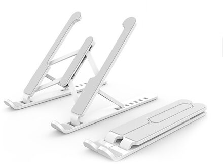 Laptop Stand Voor Macbook Pro Notebook Stand Opvouwbaar Aluminium Legering/Plastic Tablet Stand Beugel Laptop Houder Voor Notebook plastic wit