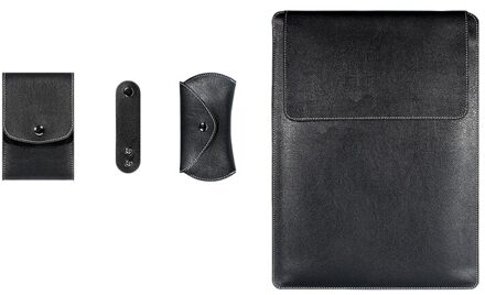 Laptop Tas 13 Inch Pu Waterdichte Draagbare Universele Voeringzak Vier Stuk Pak Voor Air/Pro/Retina Pro zwart