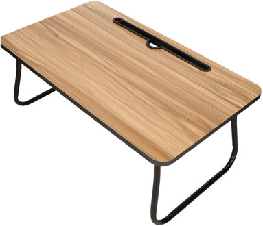 Laptoptafel - hout/metaal - 53 x 30 x 22 cm - laptop/tablet standaard - Bijzettafels Bruin