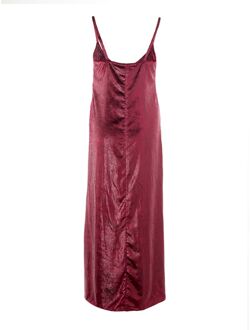 Lardini Fluwelen Slip Dress Met Sleufhals Mouwloze Maxi Jurk Donkerrood - EU 40 / UK 12