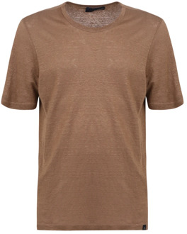 Lardini Monocrom linnen t-shirt Lardini , Brown , Heren - 2XL