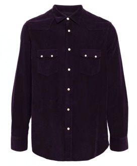 Lardini Paarse Katoenen Klassieke Kraag Shirt Lardini , Purple , Heren - 3XL