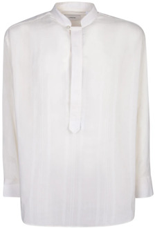 Lardini Witte Tuniek Stijl Katoenen Shirt Lardini , White , Heren - 2Xl,Xl,L,S