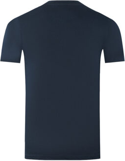 Large Bold London Aldis Brand Logo Navy Blue T-Shirt - maat Blauw