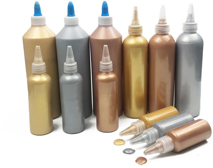 Large Bottle Of Metallic Acrylic Paint Gold Silver Leather Canvas Paint For Wood Buddha Light Gold Wall Painting Waterproof