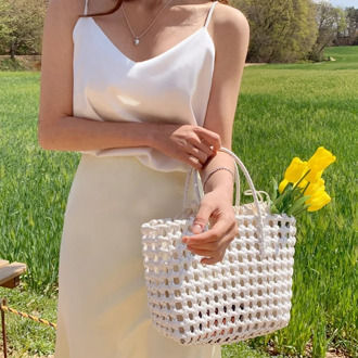 Large capacity straw bag wild woven cloth basket hand-woven bag portable female beach bag