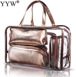 Large Capacity Travel Bag For Women 2020 PVC Transparent Handbags Gold Fashion Shopping Bag Tote Casual Zipper Bolsos De Mujer