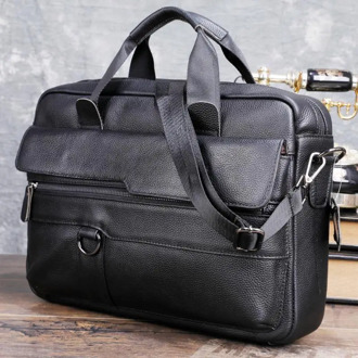 Large Men's Genuine Leather Handbag for Men Business Travel A4 Paper Messenger Bag 14 Inch Laptop Shoulder Bag Male Briefcase