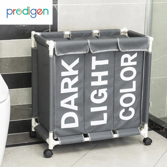 Large Rolling Laundry Basket Organizer 3 Grid Large Laundry Hamper Bin Waterproof Laundry Bags For Dirty Clothes Storage Box