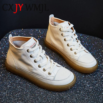 Large Size Genuine Leather Sneakers Women Autumn Casual Shoes Round Toe Ladies Shoe Fashion Comfortable Breathable Flat Boots 42