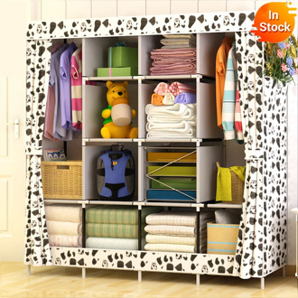 Large size Modern Simple Wardrobe Fabric Folding Cloth Storage Cabinet DIY Assembly Easy Install Reinforcement Wardrobe Closet