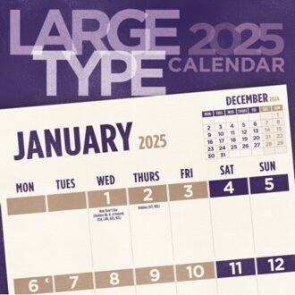 Large Type Square Wall Calendar 2025 - Calendars, Carousel