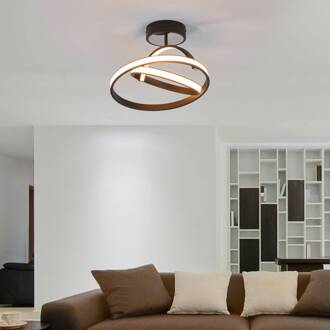 Largo - futuristische LED plafondlamp in zwart zwart, gesatineerd wit
