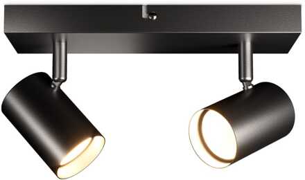Lark - LED Plafondlamp - 2 spots - GU10 Fitting - Kantelbaar & Draaibaar - Zwart