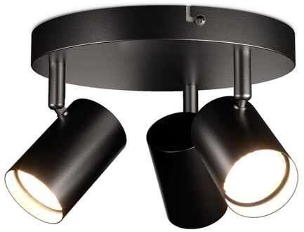 Lark - LED Plafondlamp - 3 spots - GU10 Fitting - Kantelbaar & Draaibaar - Zwart - Rond