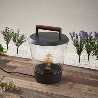Larkyn tafellamp, buitendecoratie antraciet, transparant