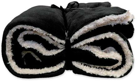 | Lars coral fleece|suede plaid 150x200cm black Zwart