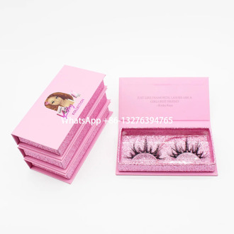 Lashes Eyelashes Mink Private Label Sweet Pink Cartoon Portrait Lash Cases Custom LashBox Packaging Free Plastic Tray