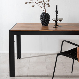 Lasse aluminium tuintafel zwart - houten tafelblad - 205 x 90 cm