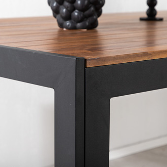 Lasse aluminium tuintafel zwart - houten tafelblad - 205 x 90 cm