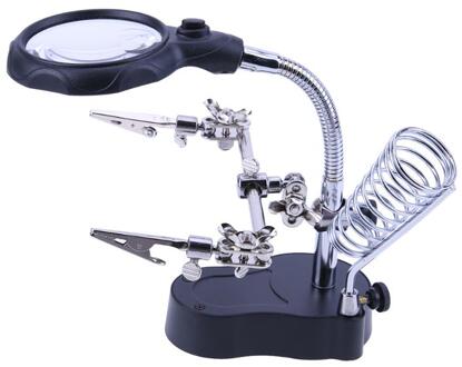 Lassen Vergrootglas Met Led Licht 3.5X-12X Lens Extra Clip Hand Solderen Soldeerbout Standhouder Station Magnifier