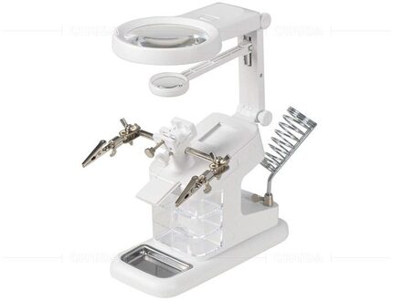 Lassen Vergrootglas Met Led Licht 3X-25X Lens Extra Clip Loupe Desktop Vergrootglas Thrid Hand Soldeerbout Repair Tool 3 4.5 25X wit