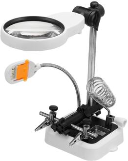 Lassen Vergrootglas Met Led Licht 3X-25X Lens Extra Clip Loupe Desktop Vergrootglas Thrid Hand Soldeerbout Repair Tool 3.5 5 8 8.5 11.5X