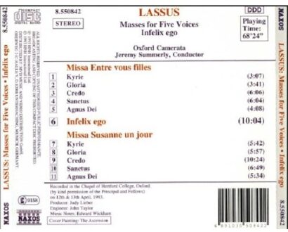 Lassus: Masses for Five Voices / Summerly, Oxford Camerata