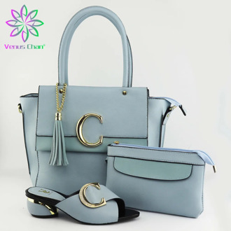 Latest African Special Materials High Heels 4.3 CM Women Shoes and Bag To Match for Parties Italy Mid Heels Women Wedding Shoes