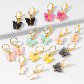 latest Butterfly Earrings Colorful Cute Insect Acrylic Korean women Stud Earring Cubic Zirconia Stud Earrings Girls Jewelry Gift