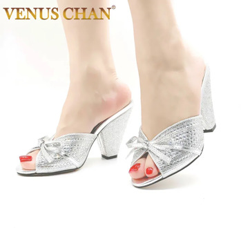 Latest Design Heels Slippers Women Sandals Summer Shoes Without Bag Pumps Super High Heels Italian Women Wedding for Party Shoes