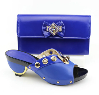 Latest Nigerian Wedding Bag and Shoes Set Luxury Woman Shoes and Bag Set Decorated with Rhinestone Luxury Shoes Women Designers