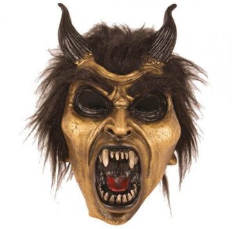 Latex horror masker duivel goud Multi