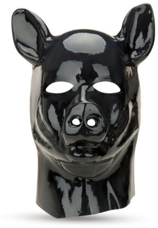 Latex Pig Hood - Zwart