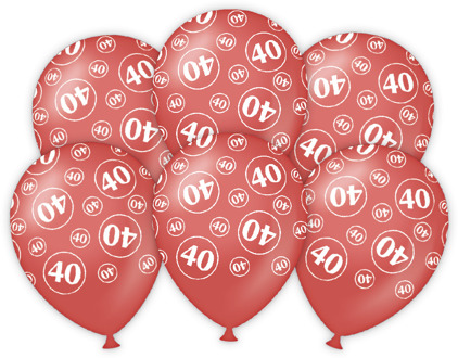 Latexballonnen rood 40-jarig jubileum (6st) Rood - Zalm