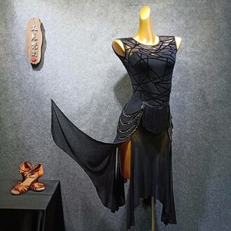 Latin Dance Volwassen Dans Kleding Latin Dance Rok Vrouwelijke Zomer Latijns Prestaties Kleding Tango Jurk sleeveless / M